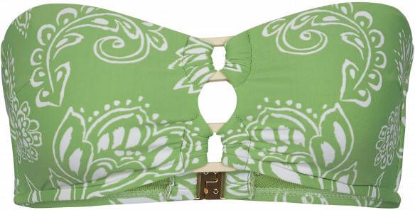 Seafolly Women's Folklore Bandeau Bra Bikinitop groen/beige