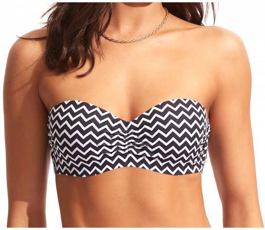 Seafolly Women's Sienna Bustier Bandeau Bikinitop blauw/grijs