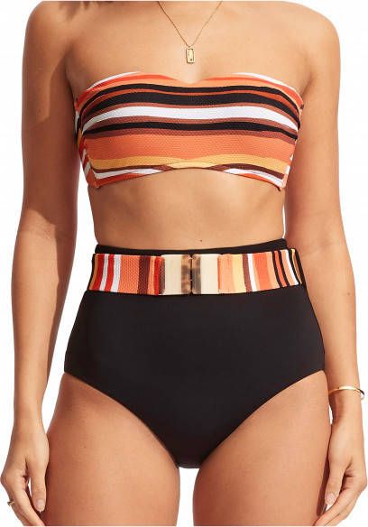 Seafolly Women's Sun Stripe Bustier Bandeau Bikinitop beige/bruin/zwart