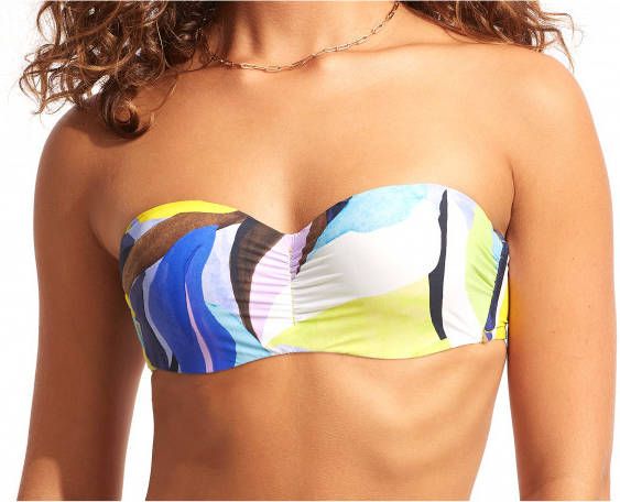 Seafolly Women's Tropfest Bustier Bandeau Bikinitop blauw