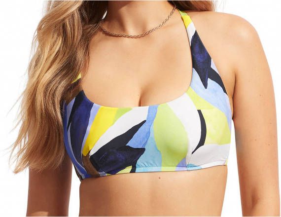 Seafolly Women's Tropfest DD Scoop Neck Halter Bikinitop blauw