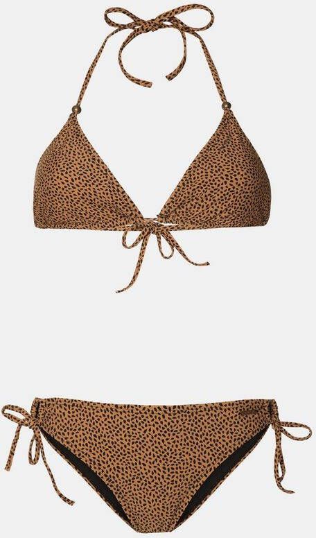 Protest triangel bikini Eva met all over print lichtbruin/zwart