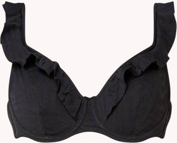 Beachlife Black Swirl bikinitop met beugel en ruches