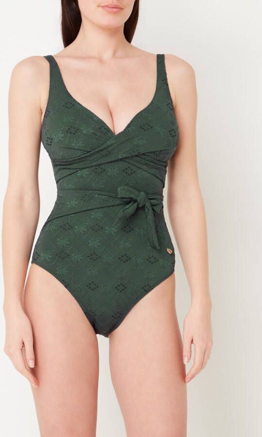 Beachlife Green Embroidery badpak met uitneembare vulling