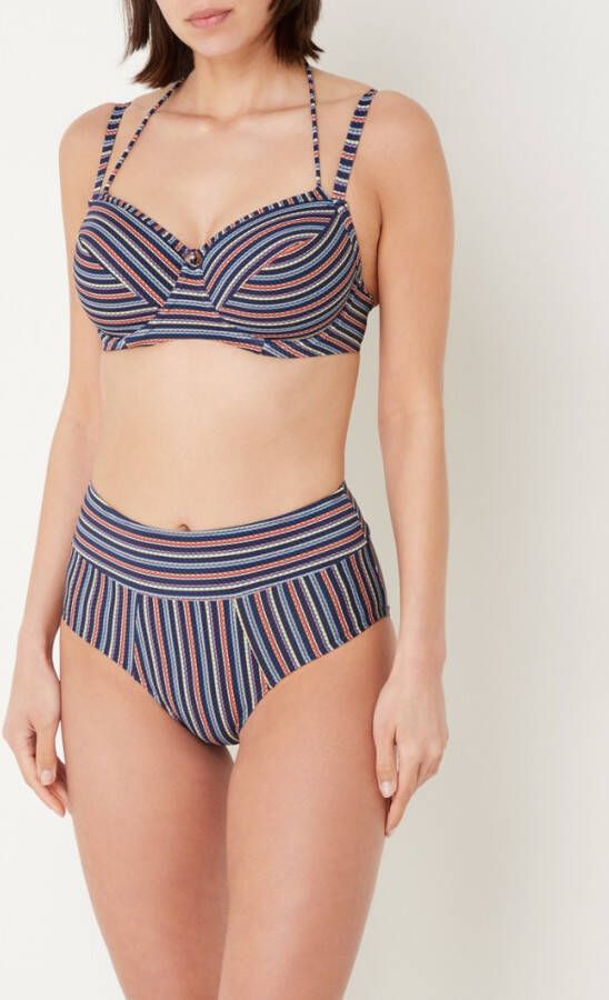 marlies | dekkers Holi Vintage high waisted bikinislip met streepprint en strikdetail