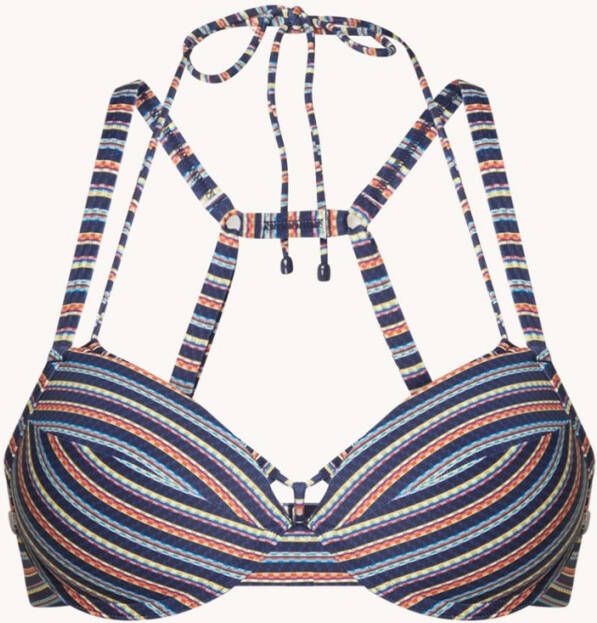 Marlies Dekkers holi vintage push up bikini top | wired padded dark blue rainbow