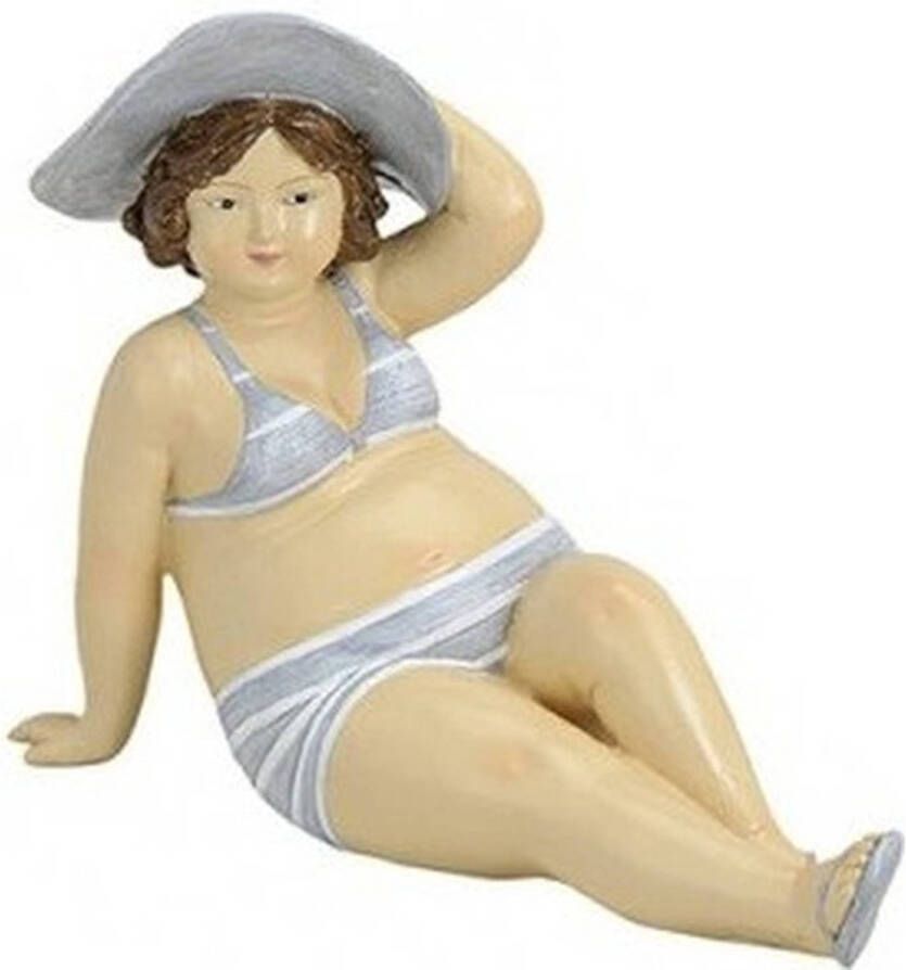 Merkloos Beeld Dikke Dame 14 Cm In Grijs/witte Bikini Beeldjes