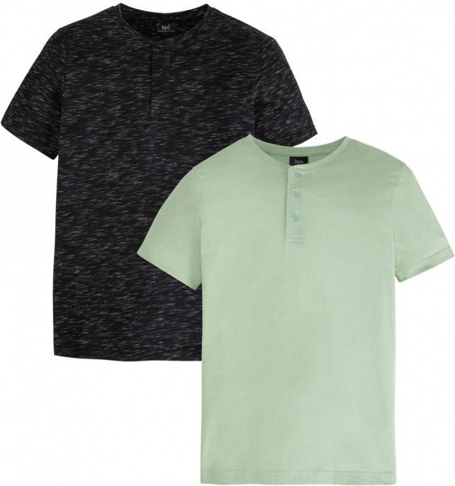 bonprix Henley shirt, korte mouw(set van 2 )