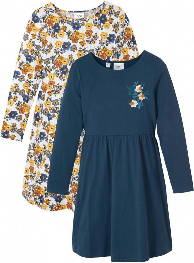 bonprix Meisjes jersey jurk(set van 2)van biologisch katoen