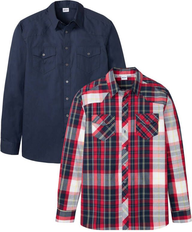 bonprix Overhemd met lange mouwen(set van 2 )