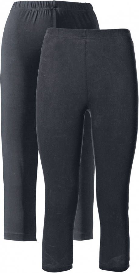 bpc bonprix collection Stretch capri legging (set van 2), zwart+zwart