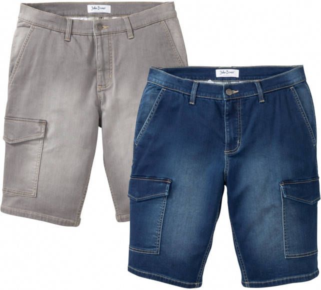 bonprix Sweatjeans cargo bermuda, regular fit(set van 2 )