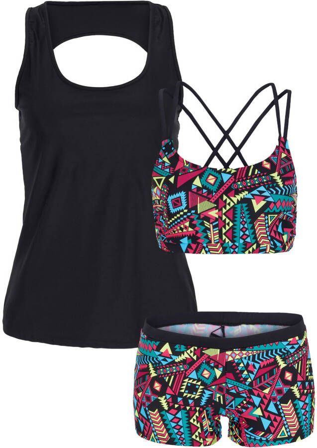 RAINBOW Tankini (3-dlg. set), zwart gedessineerd
