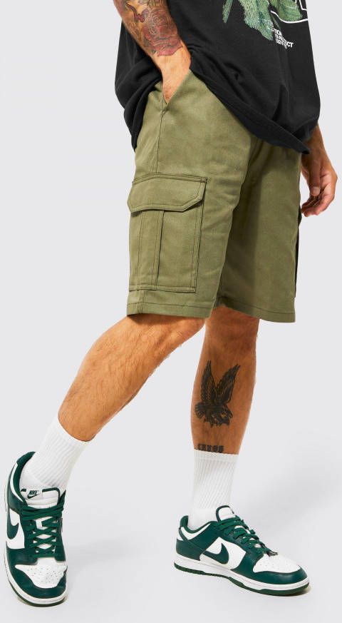 boohoo Cargo Shorts Met Elastische Taille, Khaki
