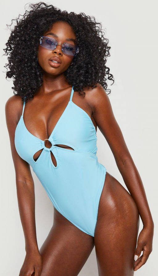 boohoo Cut Out Badpak Met Bandjes, Turquoise