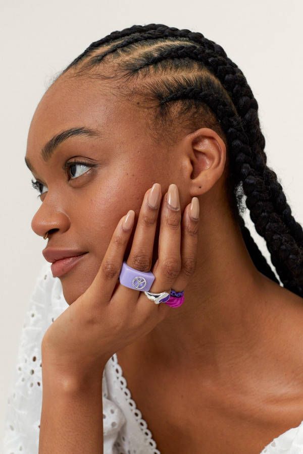 boohoo Dikke Ringen Set(4 Stuks ), Purple