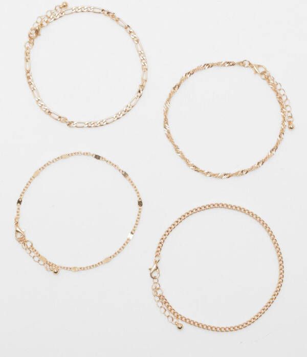 boohoo Enkelkettinkjes(4 Stuks ), Gold