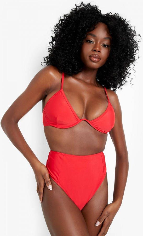 boohoo Essentials Gerecyclede Bikini Top Met Beugel, Red