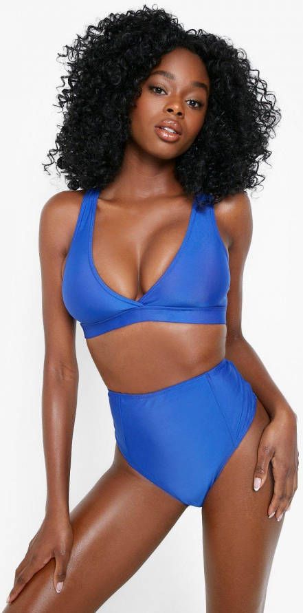 boohoo Essentials High Waist Bikini Broekje, Blue