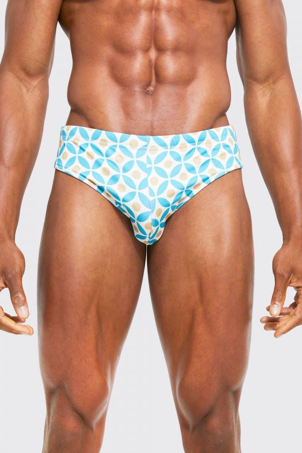 boohoo Geo Print Zwembroek, Teal