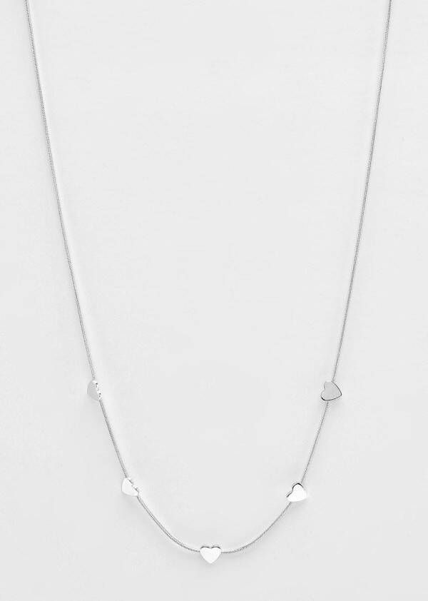 boohoo Gepolijste Hartjes Station Ketting, Silver