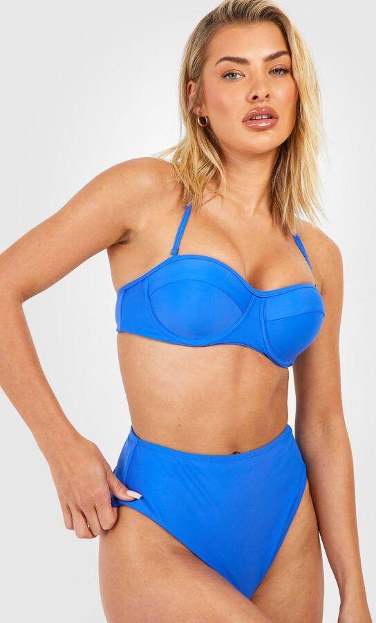 boohoo Gewatteerde High Waist Bikini Set Met Beugel, Cobalt