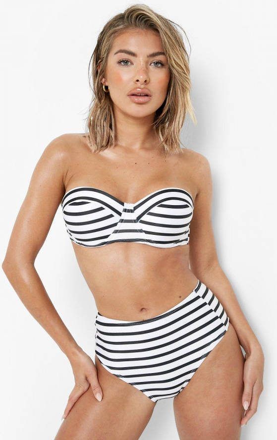 boohoo Gewatteerde Nautische Gerecyclede Bikini Top Met Beugel, Black