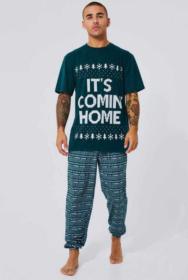 boohoo It'S Coming Home Loungewear Set Met Joggingbroek, Forest