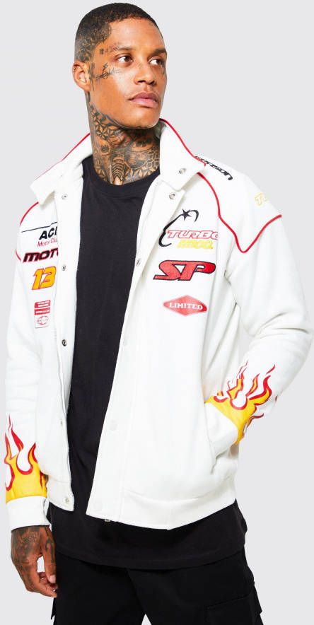 boohoo Jersey Moto Jas Met Hoge Kraag, Ecru