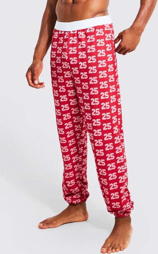 boohoo Kerst 25 Print Lounge Joggingbroek, Red