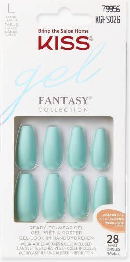boohoo Kiss Gel Fantasy Sculpted Nails Back It Up, Teal