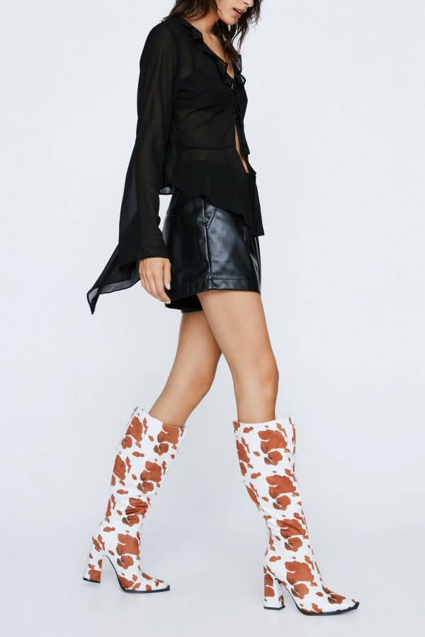 boohoo Knielaarzen Met Hoge Hak, Beige