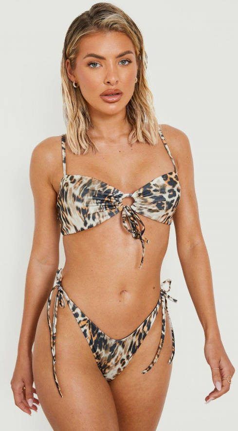 boohoo Luipaardprint Bikini Top Met Strik, Leopard
