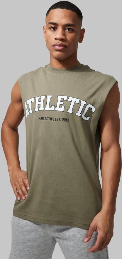 boohoo Man Active Fitness Athletic Tank Top, Olive