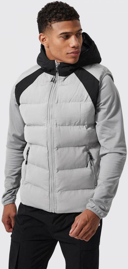 boohoo Man Active Gewatteerde Colour Block Body Warmer, Grey