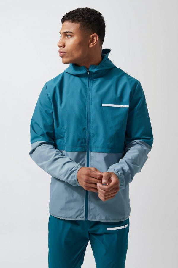 boohoo Man Active Performance Windbreaker Met Neplaag, Teal