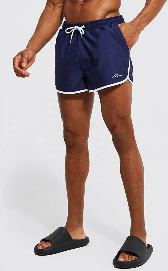 boohoo Man Signature Gerecyclede Zwembroek, Navy