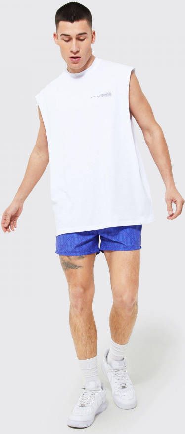 boohoo Man Tank Top En Contrasterende Gerecyclede Zwembroek Set, Purple