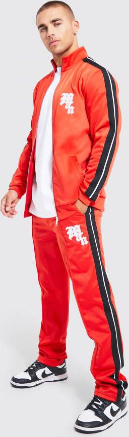 boohoo Man Tricot Trainingspak Met Hoge Kraag, Red