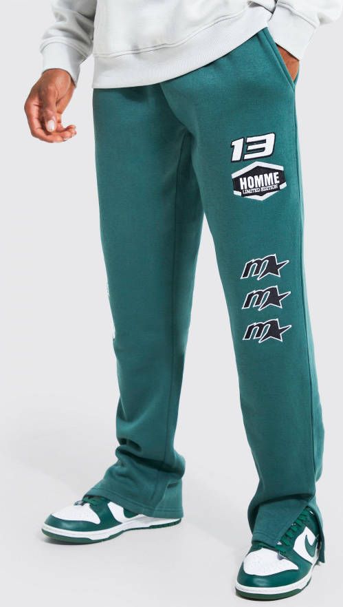 boohoo Motor Sport Joggingbroek Met Split, Green