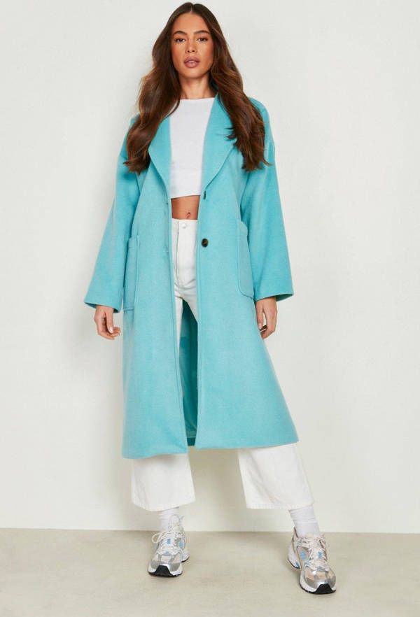 boohoo Nepwollen Boyfriend Jas, Aqua