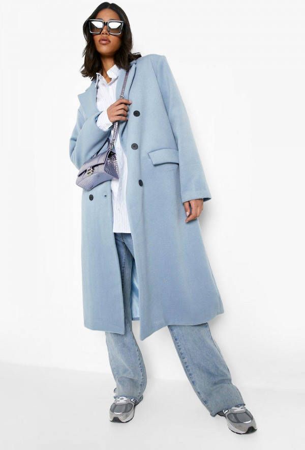 boohoo Nepwollen Jas Met Schouderpads, Blue