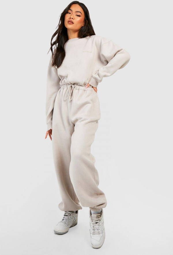 boohoo One Piece Trui Met Touwtjes, Stone