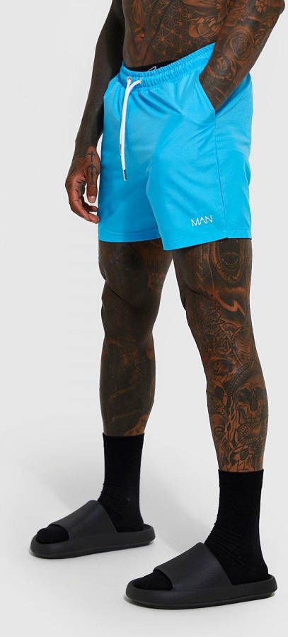 boohoo Original Man Middellange Gerecyclede Zwembroek, Blue