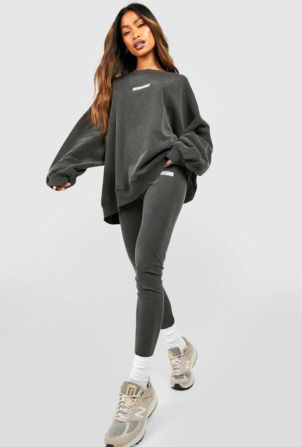 boohoo Oversized Gebleekte Trui En Leggings Set, Charcoal