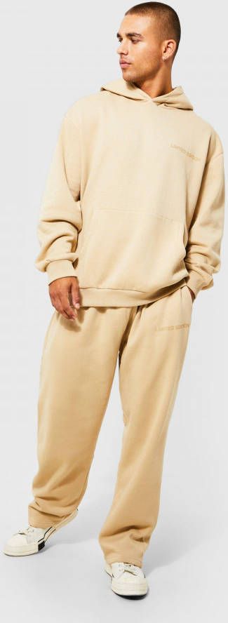 boohoo Oversized Limited Wide Leg Trainingspak Met Capuchon, Sand