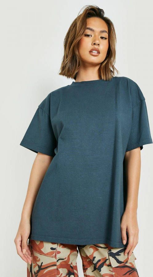 boohoo Oversized Overdye T Shirt, Charcoal