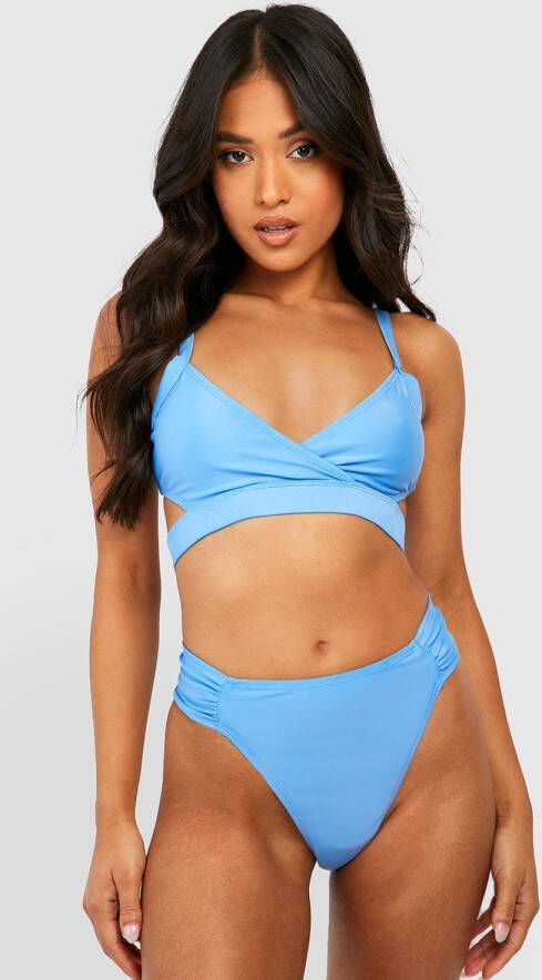boohoo Petite Geplooid Mix & Match Bikini Broekje, Turquoise