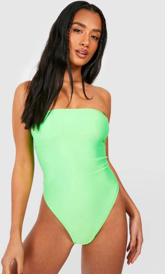 boohoo Petite Strapless Essentials Badpak, Lime