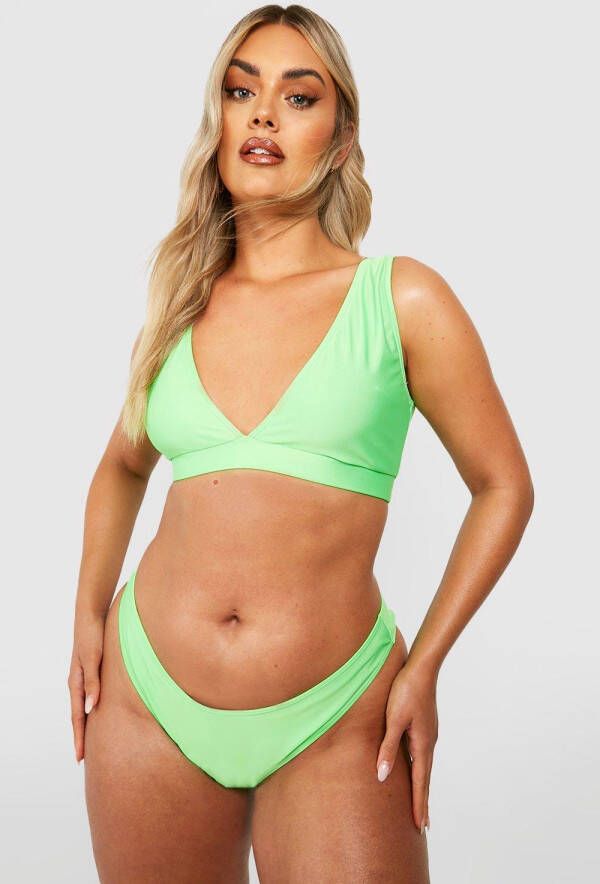 boohoo Plus Essentials Bikini Top Met Laag Decolleté,, Lime
